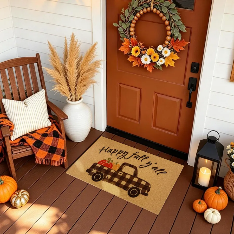 Black Truck doormat — in a cozy seasonal welcome
