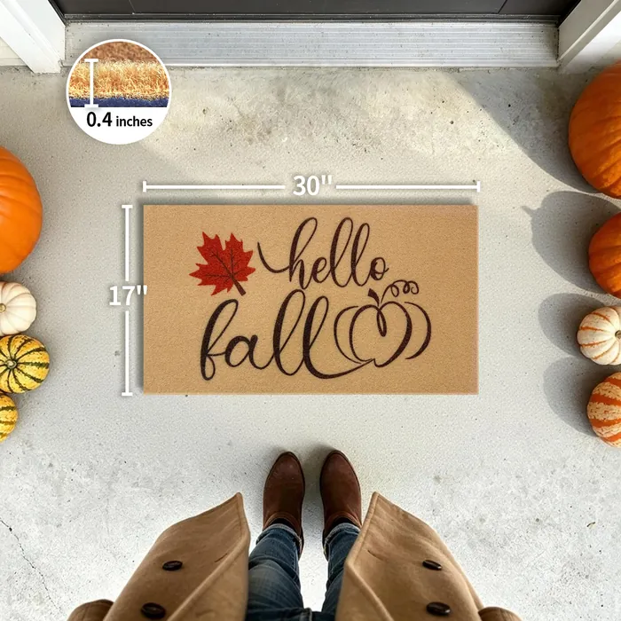 Hello Fall Leaf doormat — 17×30 inch size