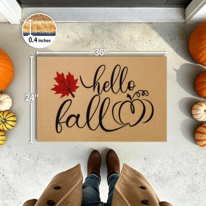 Hello Fall Leaf doormat — 24×36 inch size