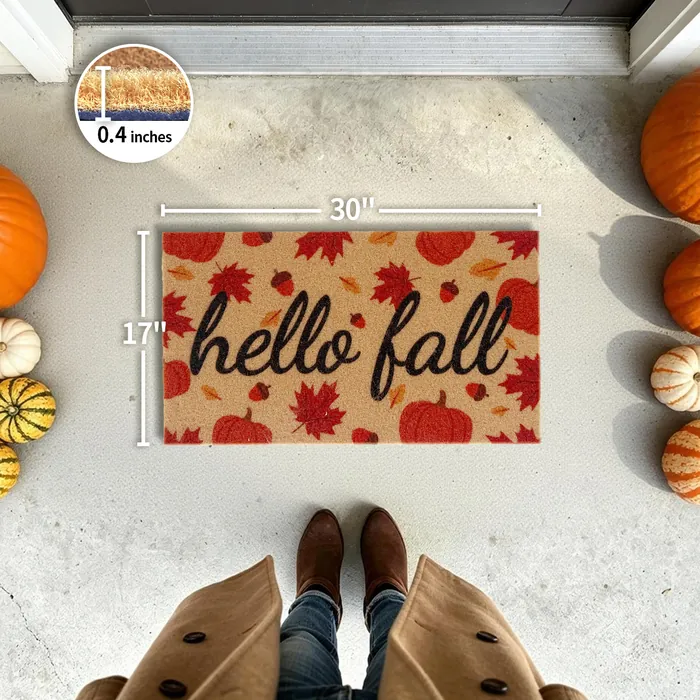 Hello Fall Pumpkin doormat — 17×30 inch size