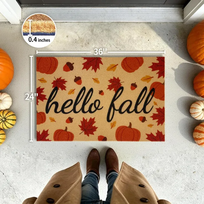 Hello Fall Pumpkin doormat — 24×36 inch size