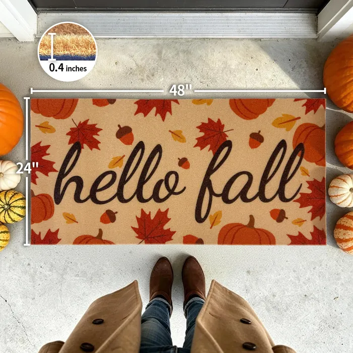 Hello Fall Pumpkin doormat — 24×48 inch size
