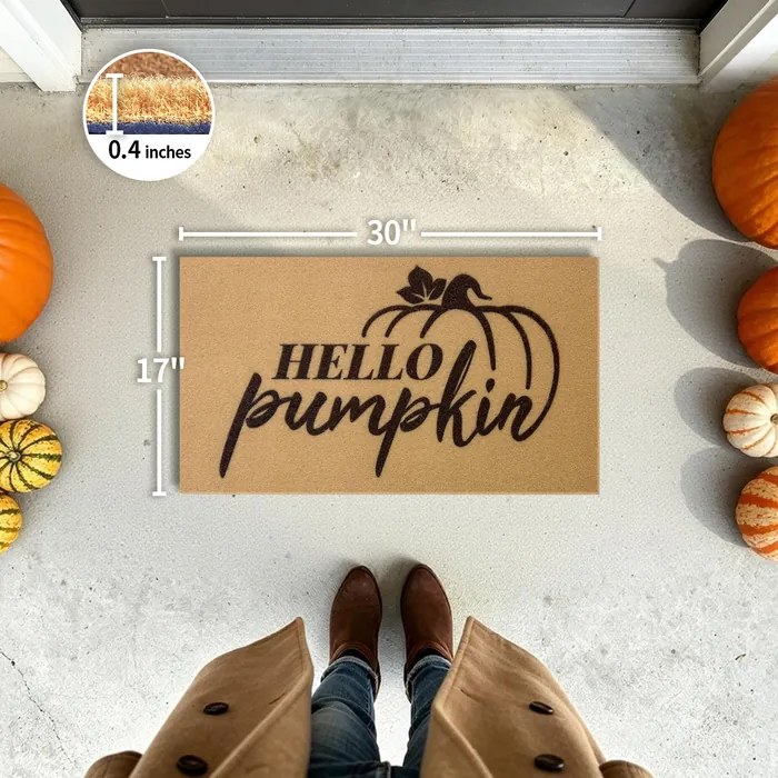 Hello Pumpkin doormat — 17×30 inch size