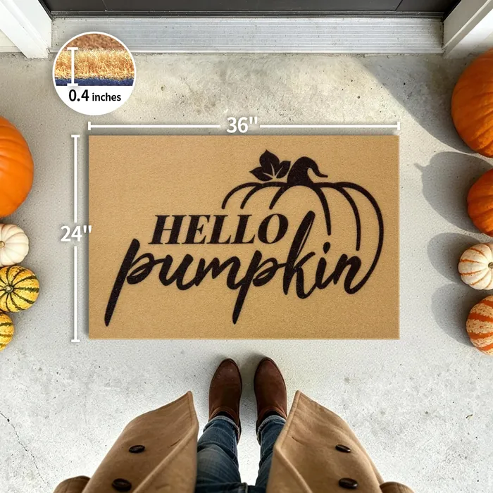 Hello Pumpkin doormat — 24×36 inch size