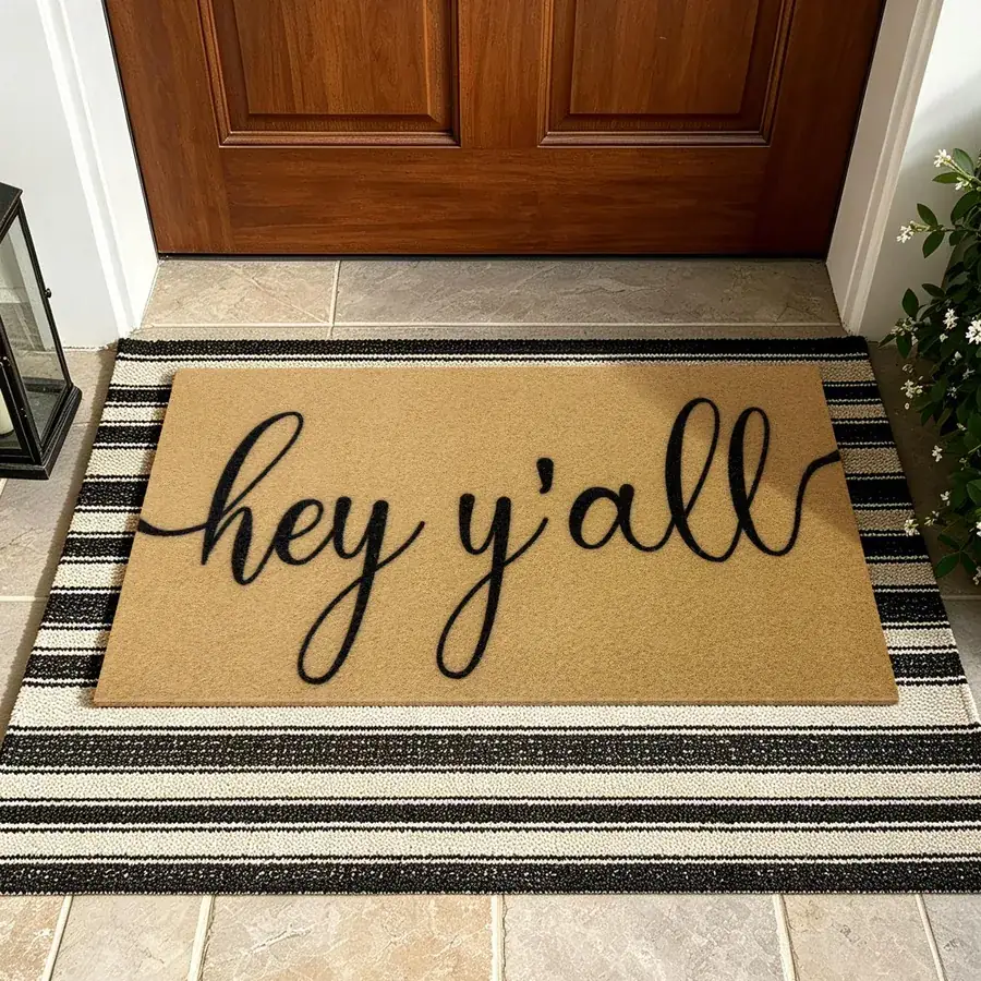 Hey Y’all doormat — with the non-slip rubber backing