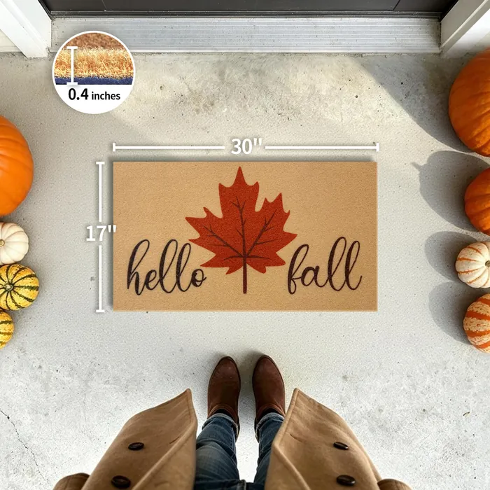 Hello Fall Maple Leaf doormat — 17×30 inch size