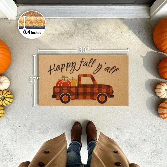 Orange Truck doormat — 17×30 inch size