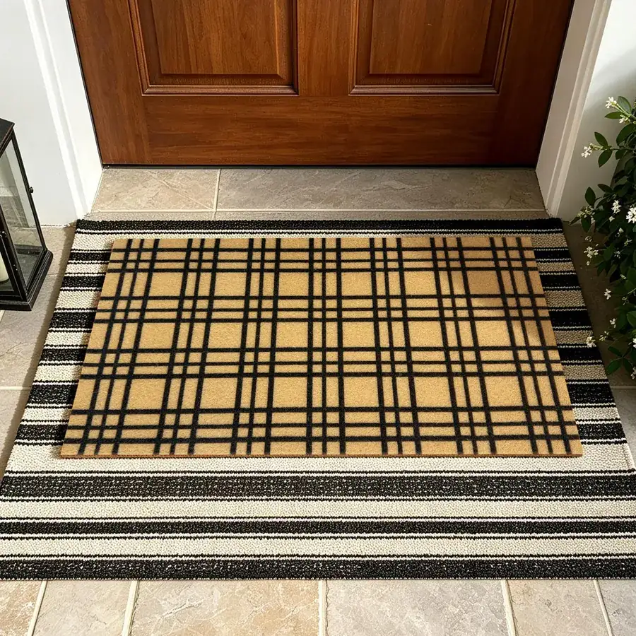 Striped doormat — with the non-slip rubber backing