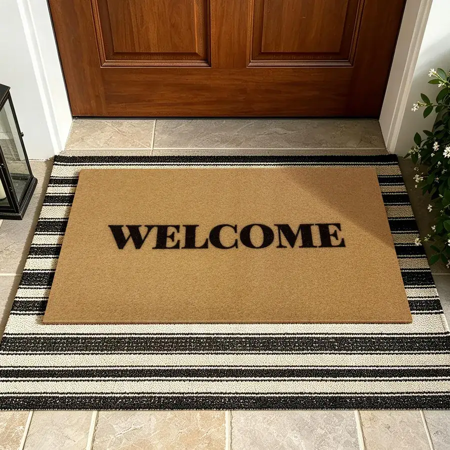 Welcome A doormat — with the non-slip rubber backing