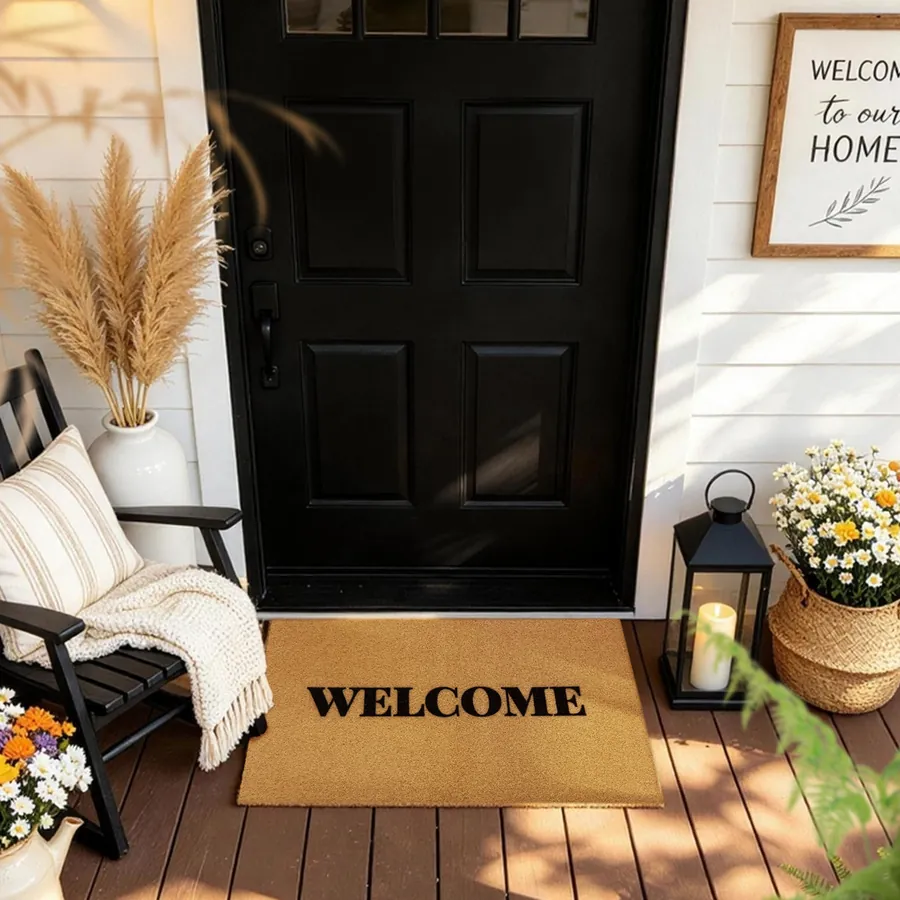 Welcome A doormat — in a cozy seasonal welcome