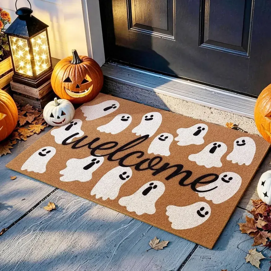 Halloween doormats — ghost and spider styles