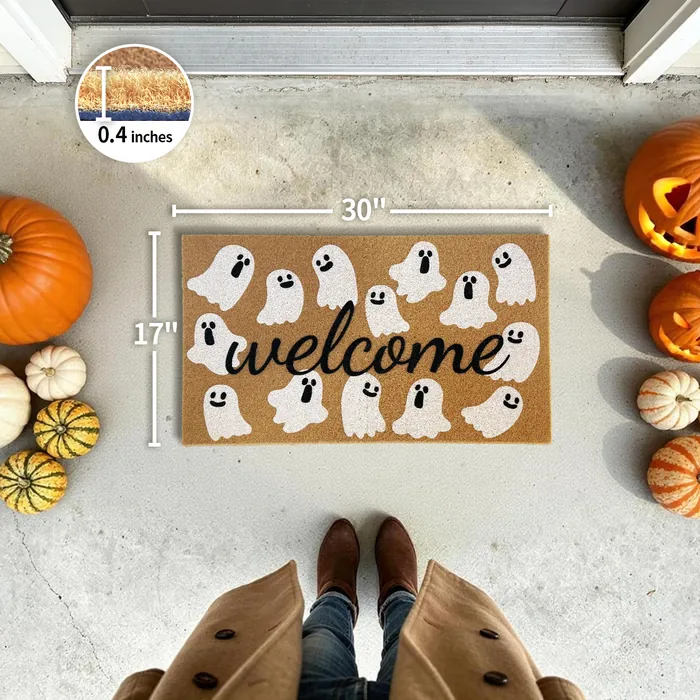 Welcome Ghost doormat — 17×30 inch size