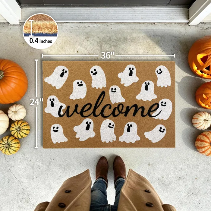 Welcome Ghost doormat — 24×36 inch size