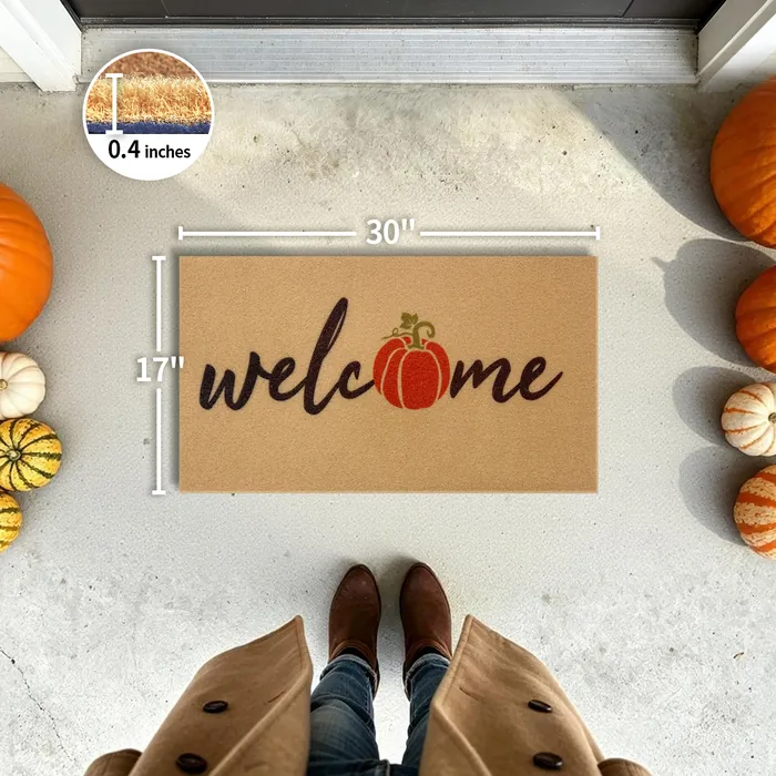 Welcome Pumpkin doormat — 17×30 inch size