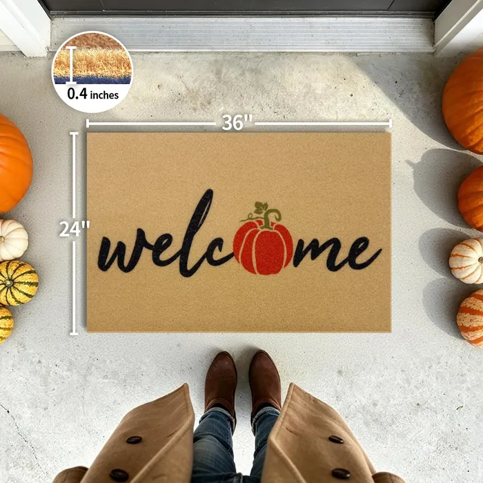 Welcome Pumpkin doormat — 24×36 inch size